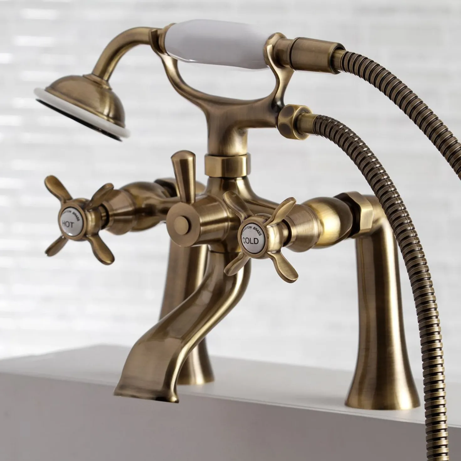 Kingston Brass Essex Deck Mount Clawfoot Tub Filler with Hand Shower
