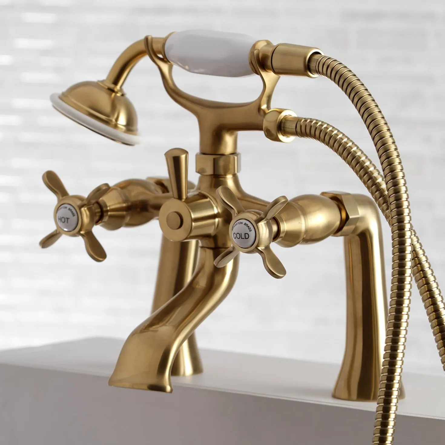 Kingston Brass Essex Deck Mount Clawfoot Tub Filler with Hand Shower