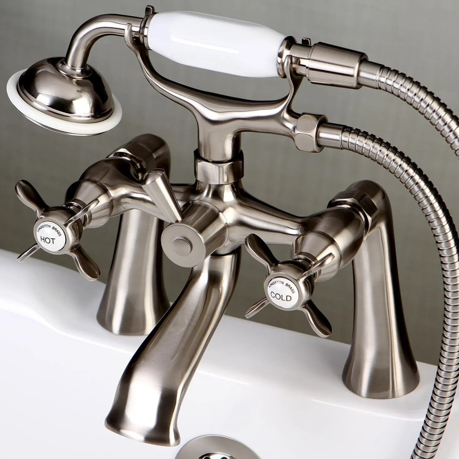 Kingston Brass Essex Deck Mount Clawfoot Tub Filler with Hand Shower