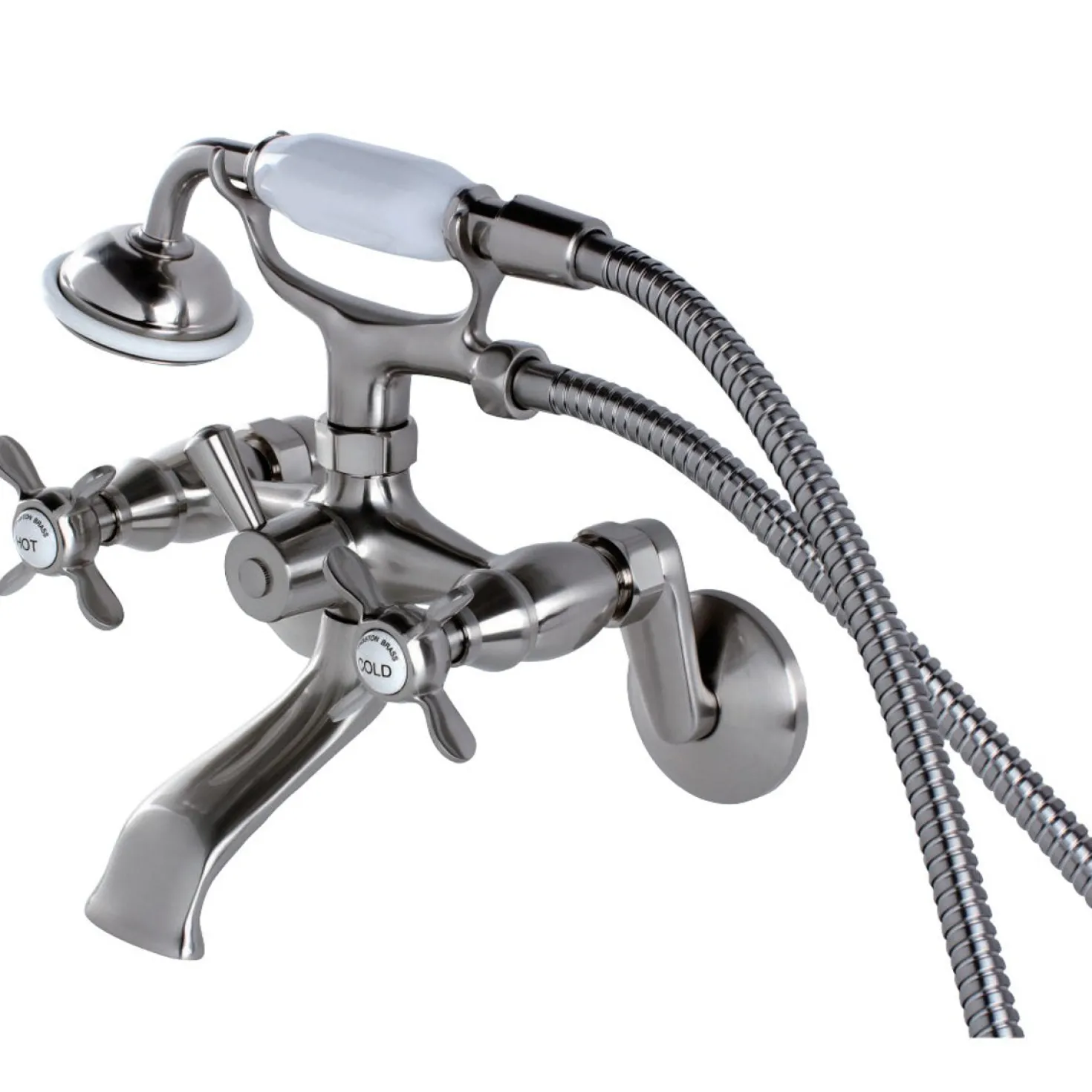 Kingston Brass Essex 2-Handle Wall Mount Clawfoot Tub Faucet with Hand Shower
