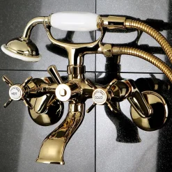Kingston Brass Essex 2-Handle Wall Mount Clawfoot Tub Faucet with Hand Shower