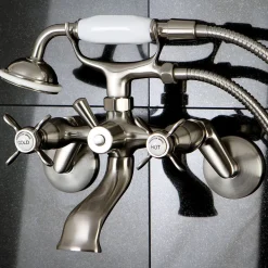 Kingston Brass Essex 2-Handle Wall Mount Clawfoot Tub Faucet with Hand Shower