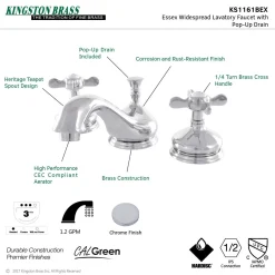 Kingston Brass Essex 3-Hole 8-Inch Widespread Bathroom Faucet