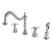 Kingston Brass Essex 8" to 16" Widespread Kitchen Faucet with Brass Sprayer