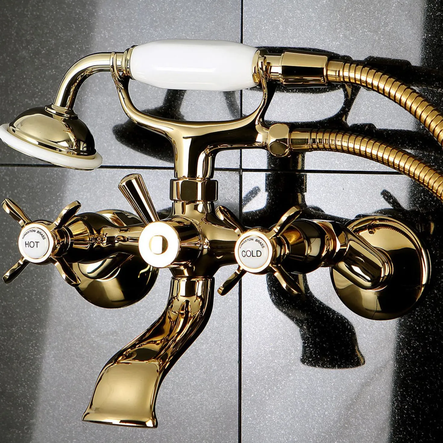 Kingston Brass Essex Wall Mount Clawfoot Tub Filler with Hand Shower