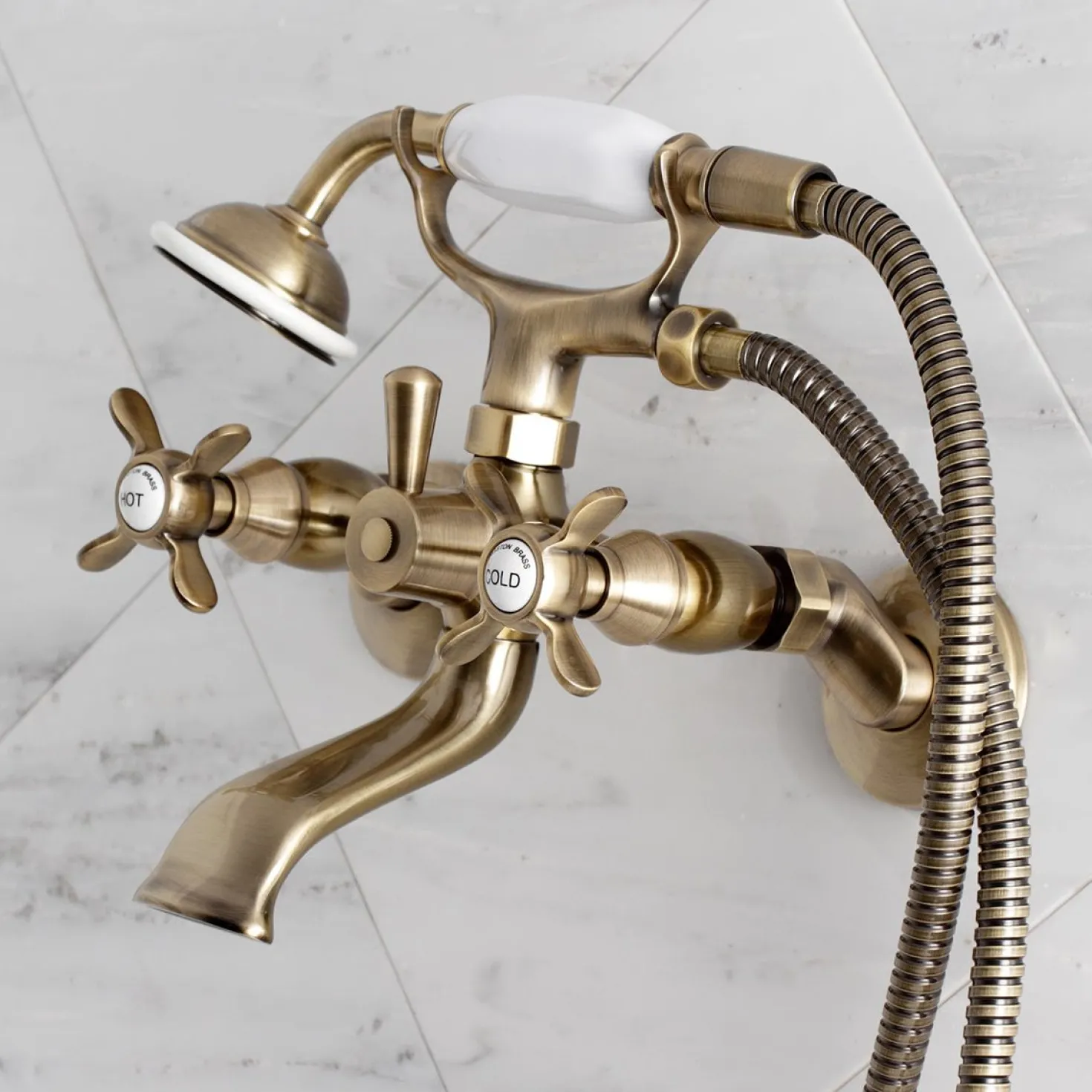 Kingston Brass Essex Wall Mount Clawfoot Tub Filler with Hand Shower