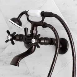 Kingston Brass Essex Wall Mount Clawfoot Tub Filler with Hand Shower