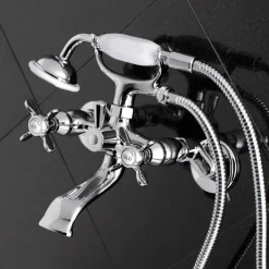 Kingston Brass Essex Wall Mount Clawfoot Tub Filler with Hand Shower