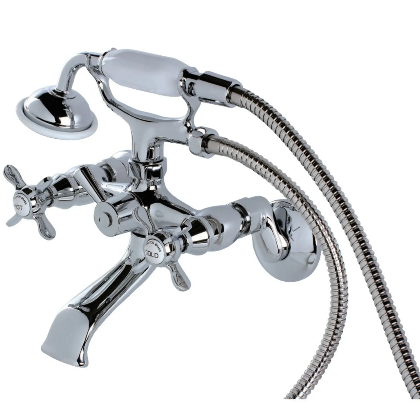 Kingston Brass Essex Wall Mount Clawfoot Tub Filler with Hand Shower