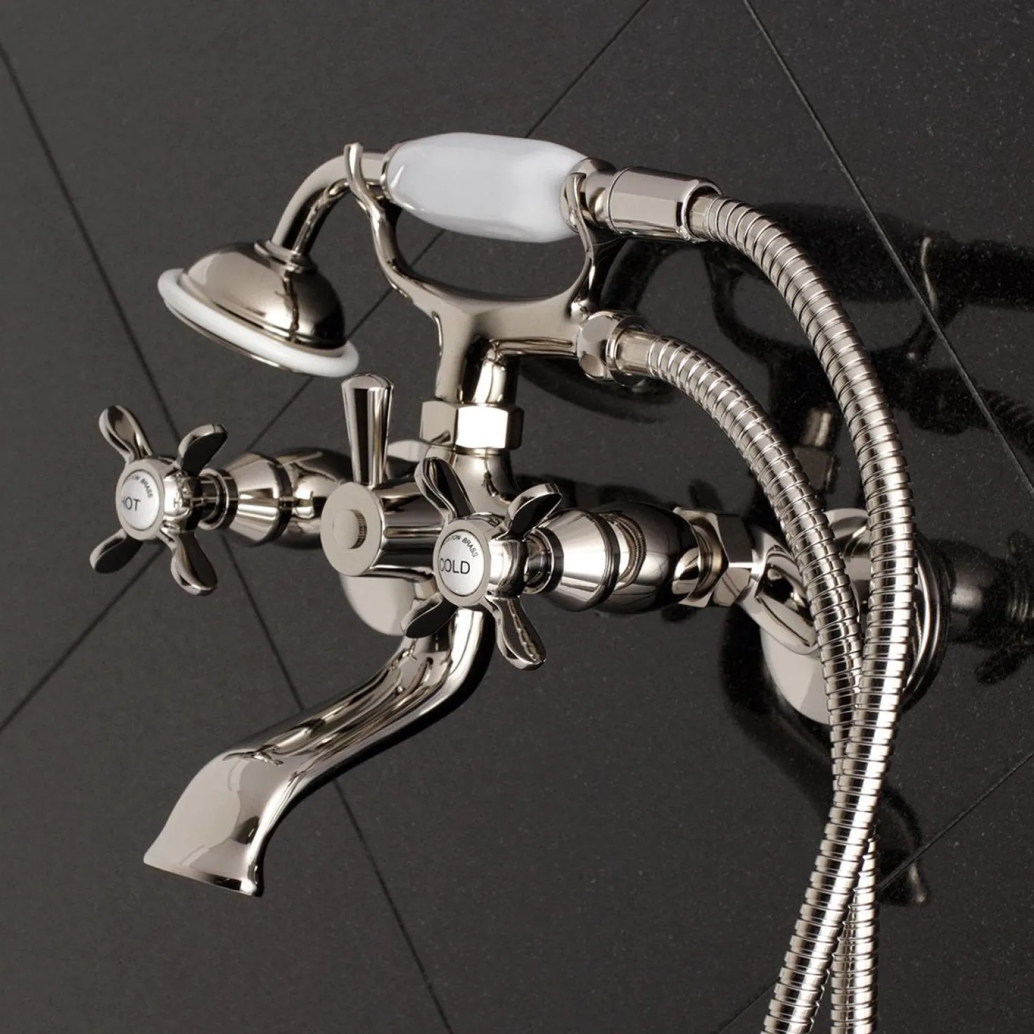 Kingston Brass Essex Wall Mount Clawfoot Tub Filler with Hand Shower