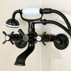 Kingston Brass Essex Wall Mount Clawfoot Tub Filler with Hand Shower