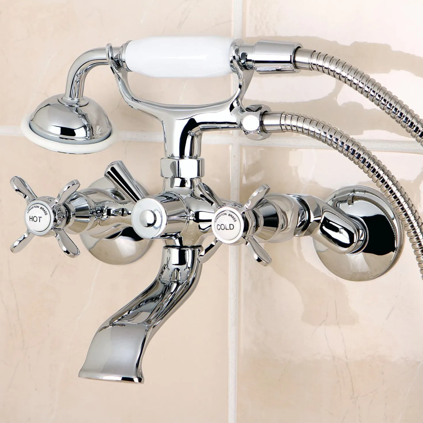 Kingston Brass Essex Wall Mount Clawfoot Tub Filler with Hand Shower