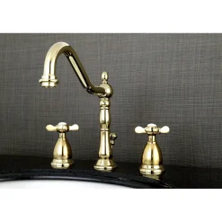 Kingston Brass Essex Widespread Lavatory Faucet with Brass Pop-up and Cross Handles