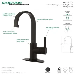 Kingston Brass Fauceture Continental Single-Handle Bathroom Faucet