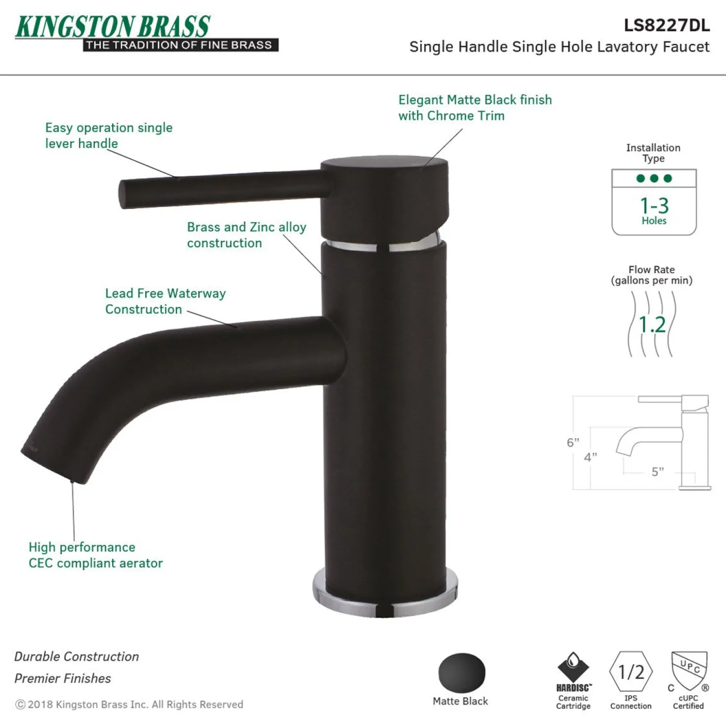 Kingston Brass Fauceture Concord Single-Handle Monoblock Bathroom Faucet