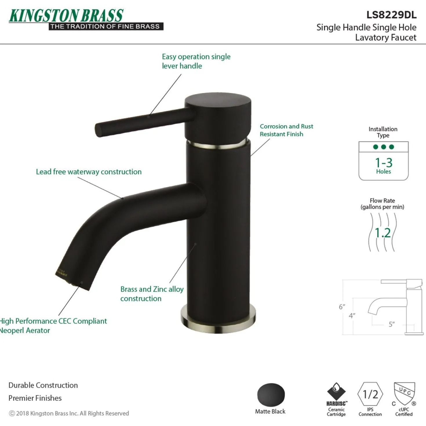 Kingston Brass Fauceture Concord Single-Handle Monoblock Bathroom Faucet