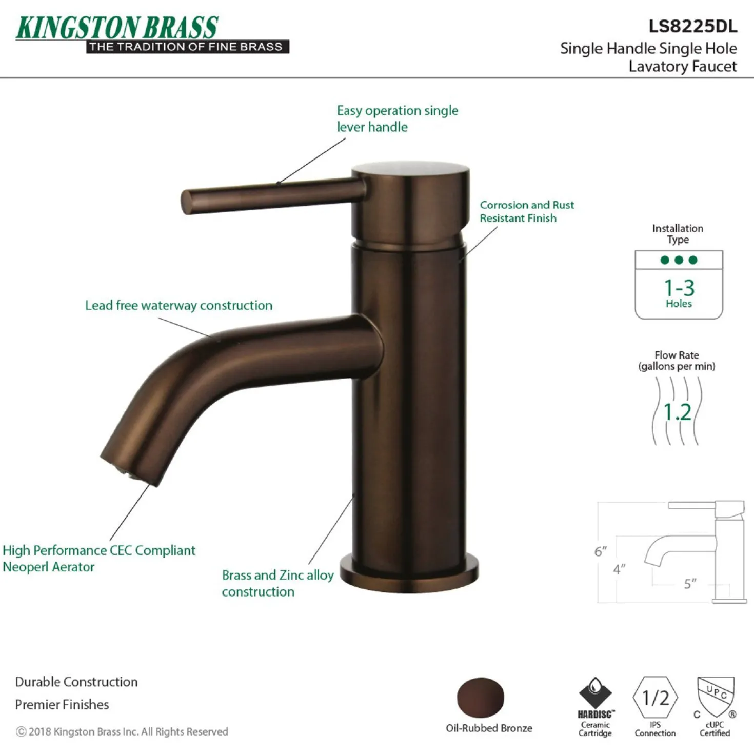 Kingston Brass Fauceture Concord Single-Handle Monoblock Bathroom Faucet