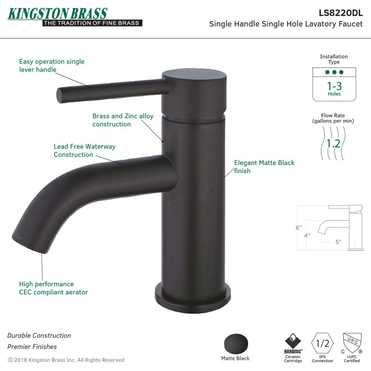 Kingston Brass Fauceture Concord Single-Handle Monoblock Bathroom Faucet