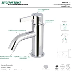 Kingston Brass Fauceture Continental Single-Handle Single Hole Bathroom Faucet