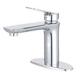 Kingston Brass Fauceture Frankfurt Single-Handle Bathroom Faucet with Deck Plate and Drain