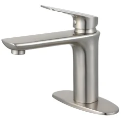 Kingston Brass Fauceture Frankfurt Single-Handle Bathroom Faucet with Deck Plate and Drain