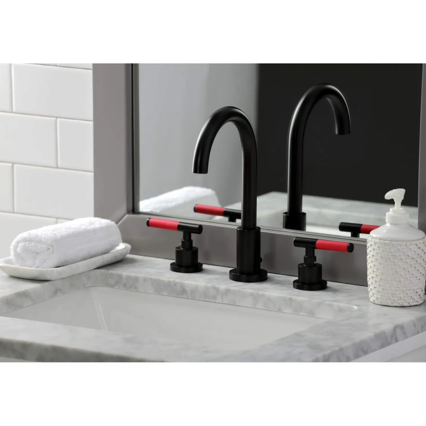 Kingston Brass Fauceture FSC892XCKL-P Kaiser Widespread Bathroom Faucet with Brass Pop-Up