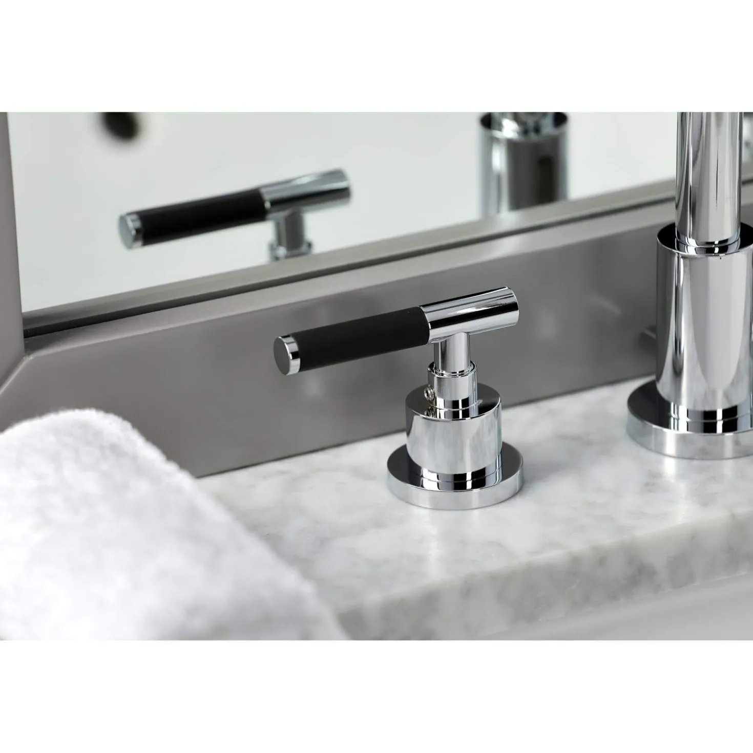 Kingston Brass Fauceture FSC892XCKL-P Kaiser Widespread Bathroom Faucet with Brass Pop-Up