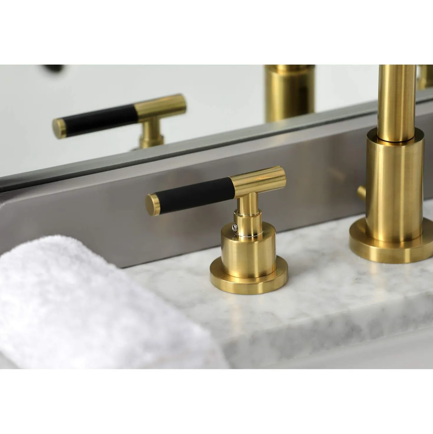 Kingston Brass Fauceture FSC892XCKL-P Kaiser Widespread Bathroom Faucet with Brass Pop-Up