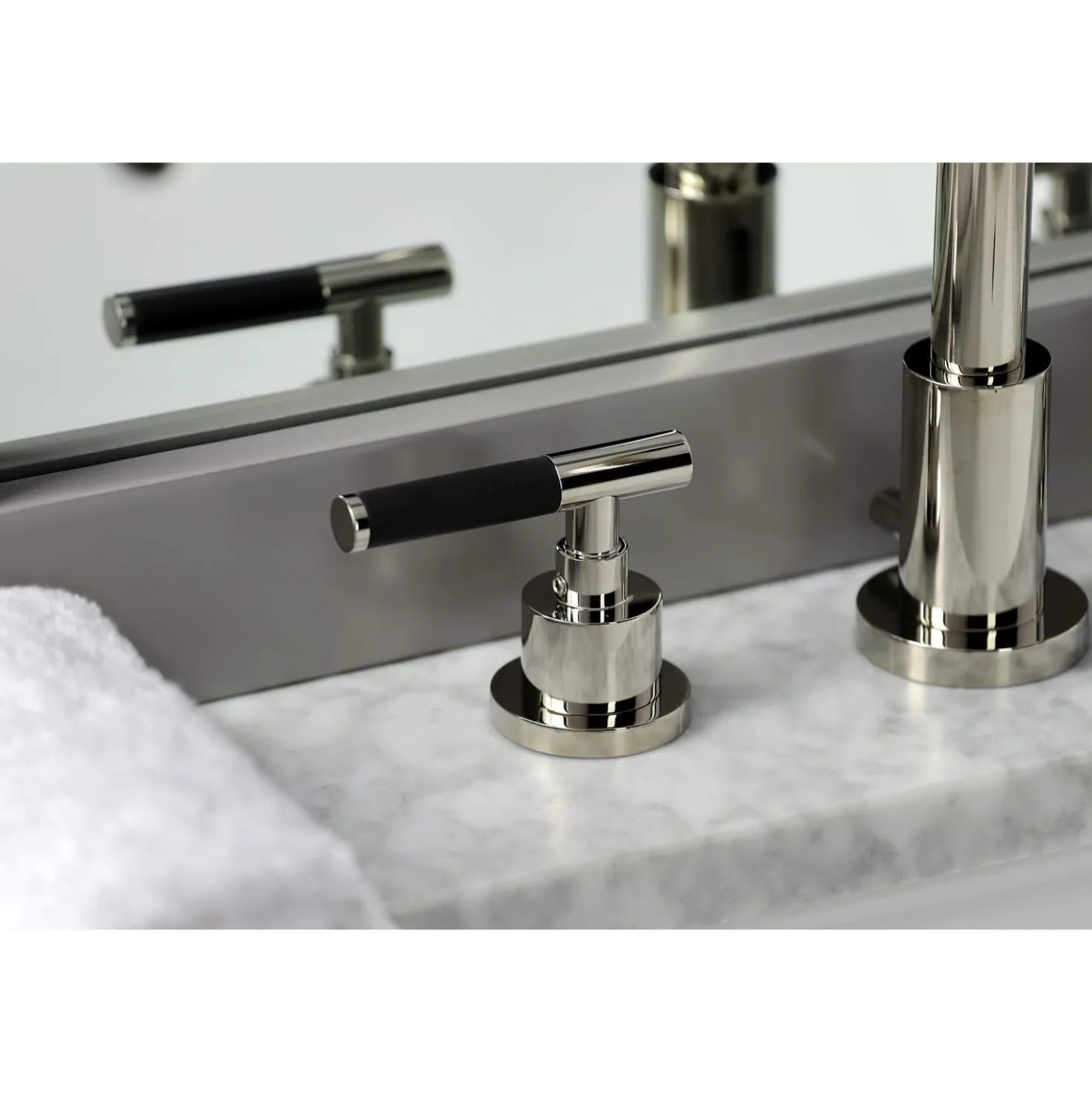 Kingston Brass Fauceture FSC892XCKL-P Kaiser Widespread Bathroom Faucet with Brass Pop-Up
