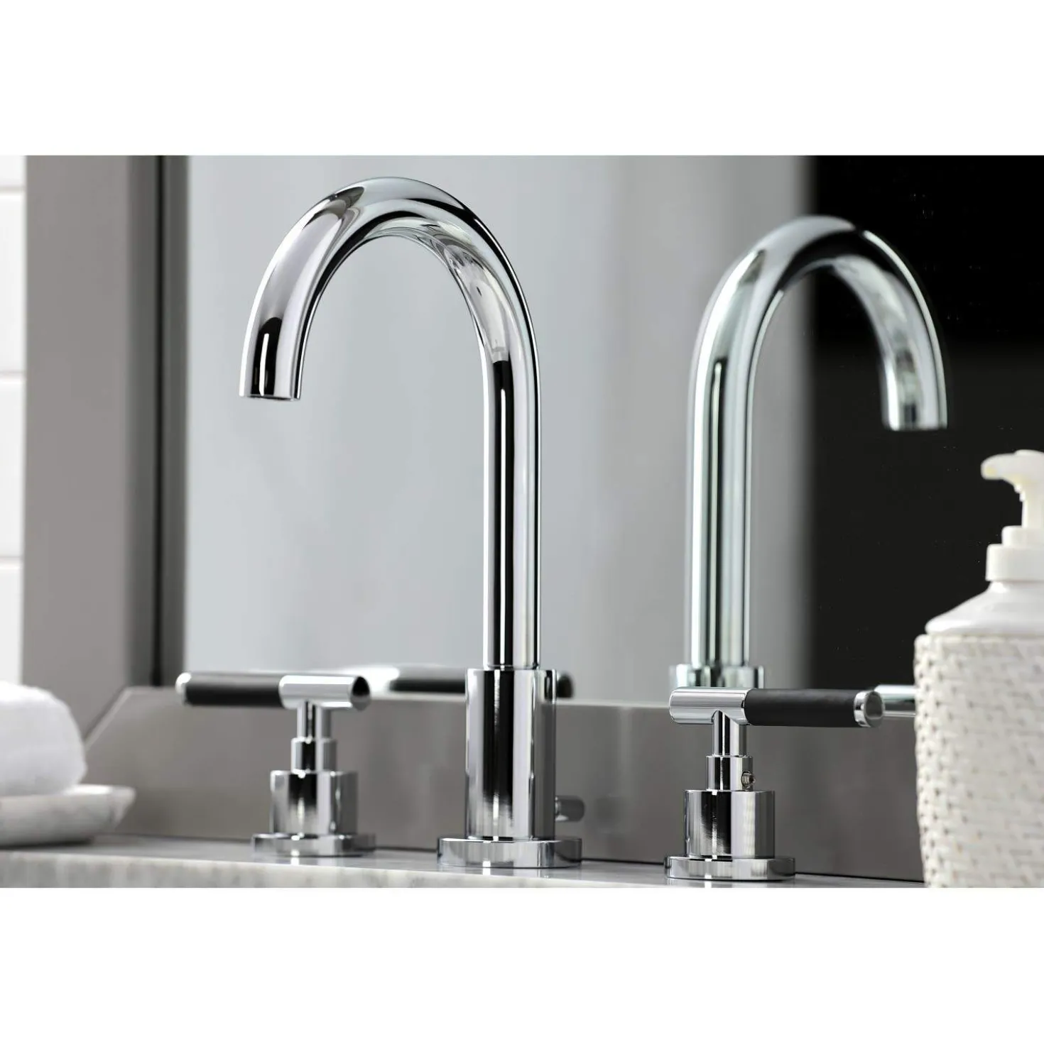 Kingston Brass Fauceture FSC892XCKL-P Kaiser Widespread Bathroom Faucet with Brass Pop-Up