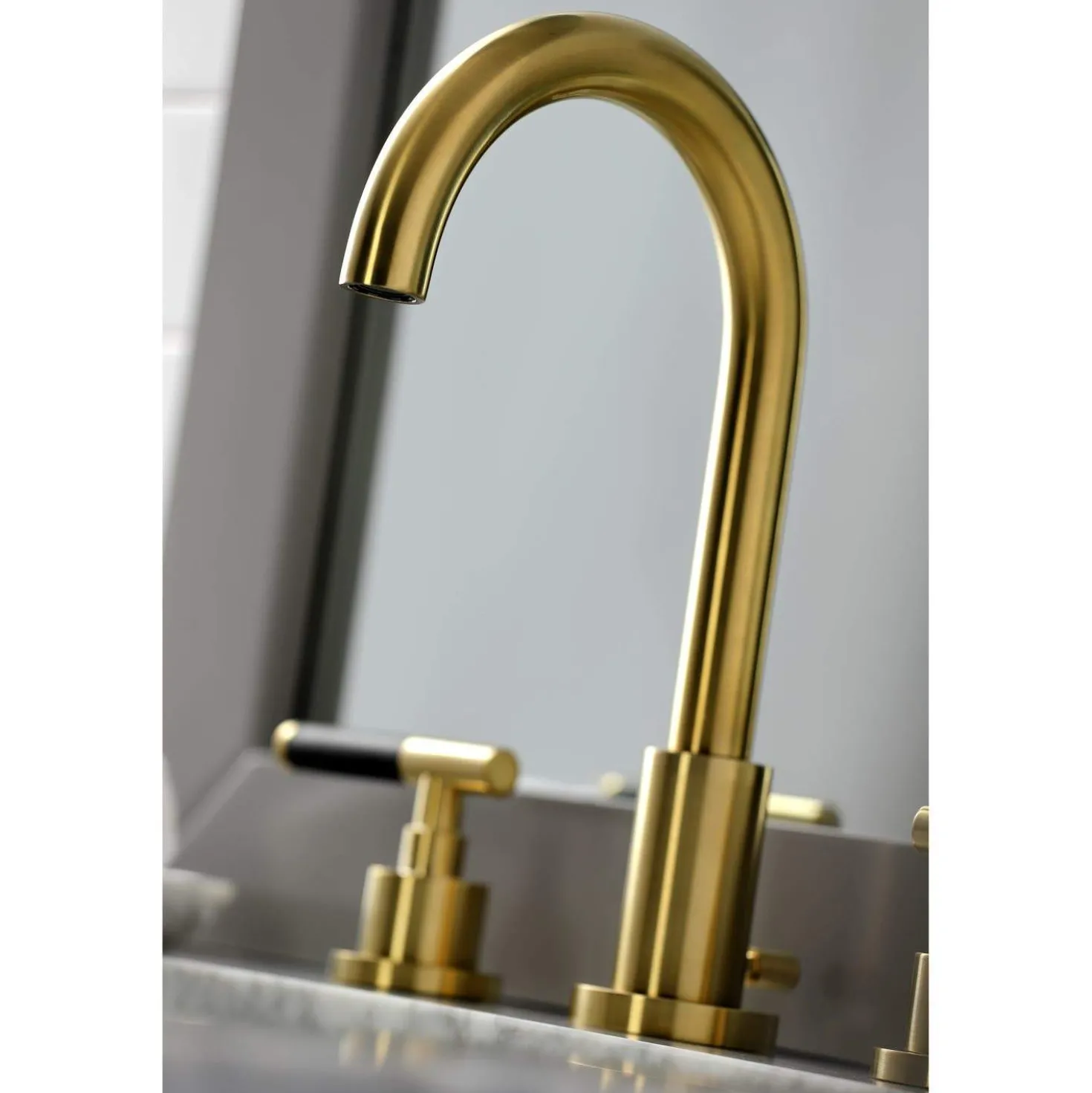Kingston Brass Fauceture FSC892XCKL-P Kaiser Widespread Bathroom Faucet with Brass Pop-Up