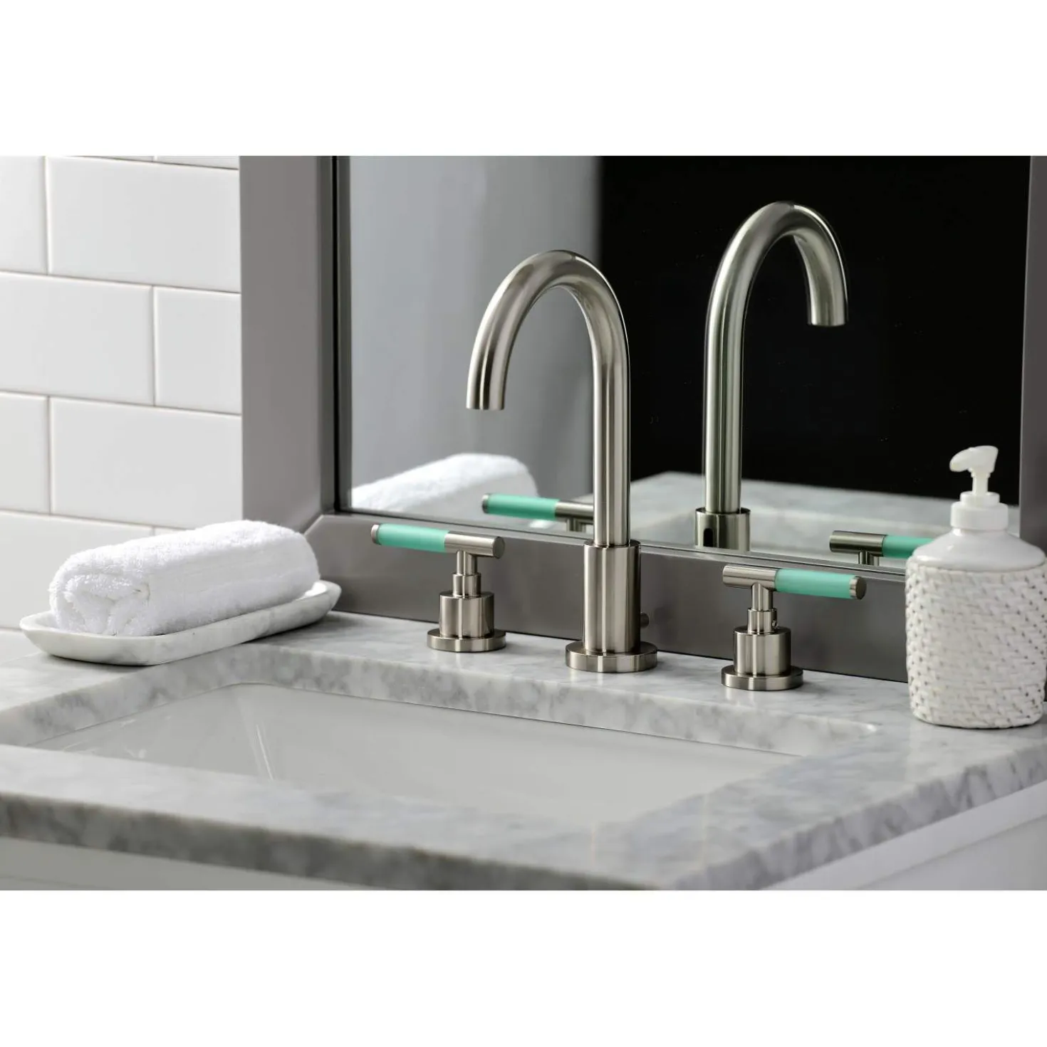 Kingston Brass Fauceture FSC892XCKL-P Kaiser Widespread Bathroom Faucet with Brass Pop-Up