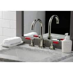 Kingston Brass Fauceture FSC892XCKL-P Kaiser Widespread Bathroom Faucet with Brass Pop-Up