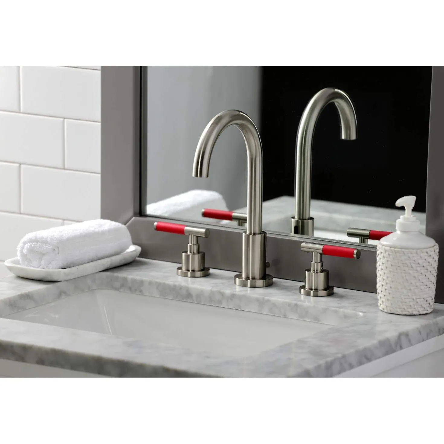 Kingston Brass Fauceture FSC892XCKL-P Kaiser Widespread Bathroom Faucet with Brass Pop-Up