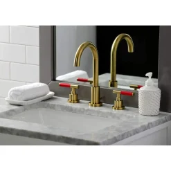 Kingston Brass Fauceture FSC892XCKL-P Kaiser Widespread Bathroom Faucet with Brass Pop-Up