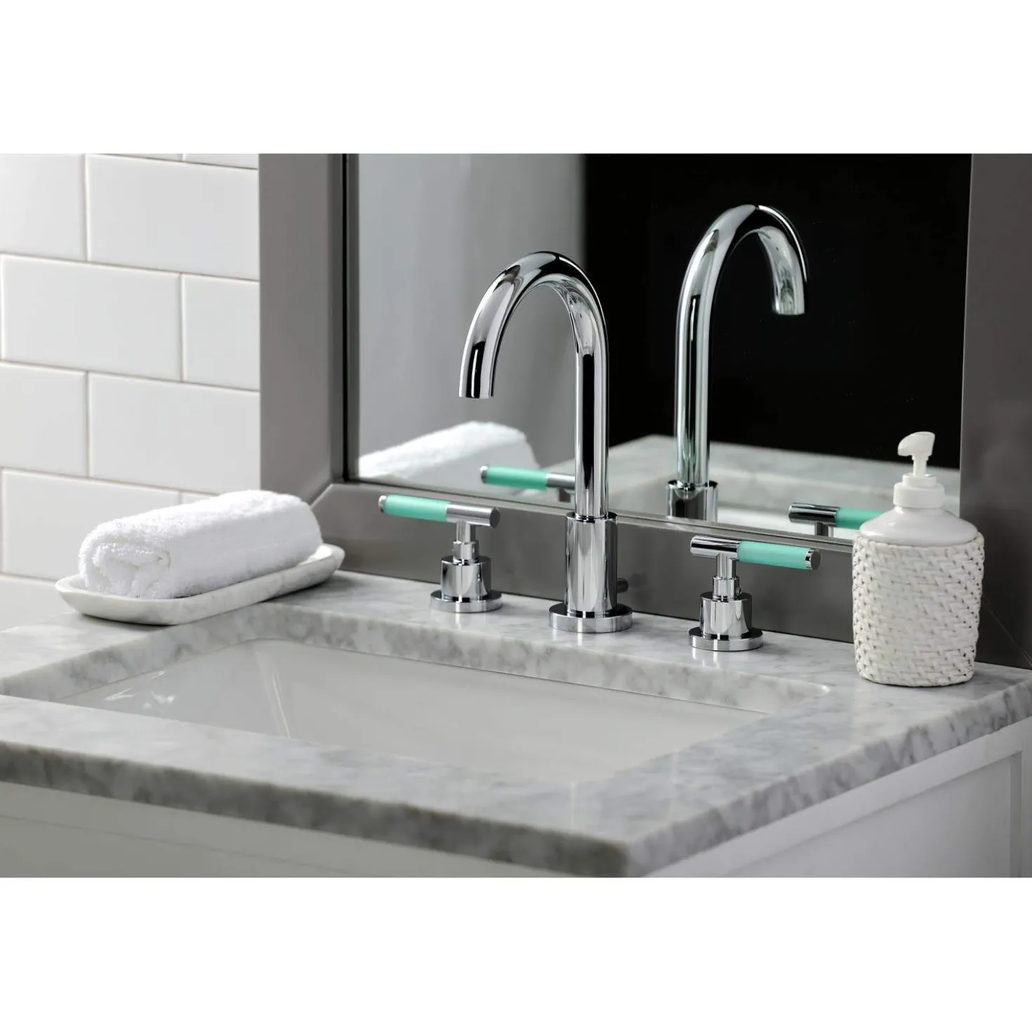 Kingston Brass Fauceture FSC892XCKL-P Kaiser Widespread Bathroom Faucet with Brass Pop-Up