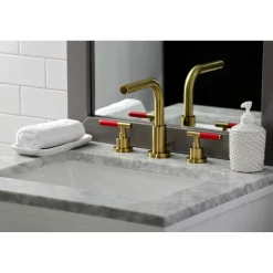 Kingston Brass Fauceture FSC895XCKL-P Kaiser Widespread Bathroom Faucet with Brass Pop-Up