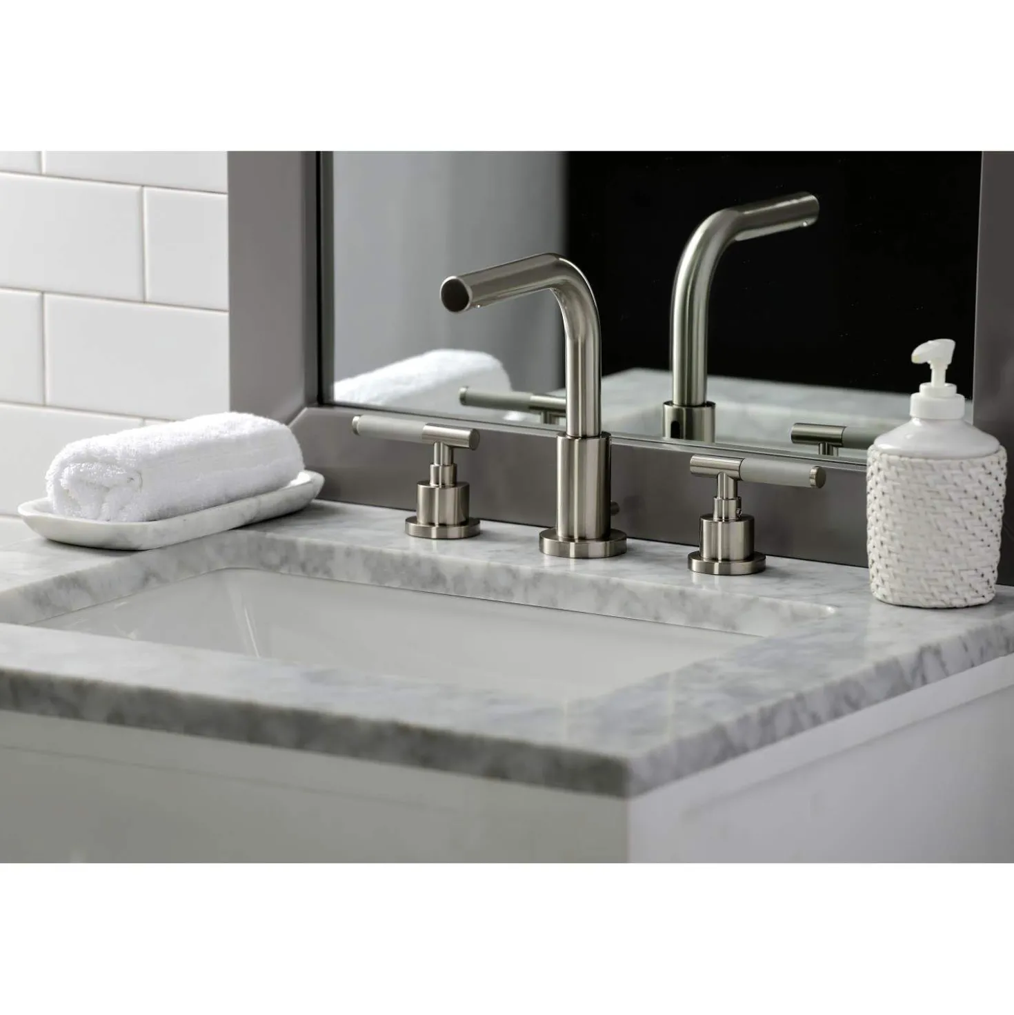 Kingston Brass Fauceture FSC895XCKL-P Kaiser Widespread Bathroom Faucet with Brass Pop-Up