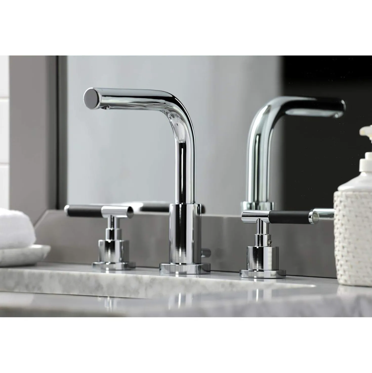 Kingston Brass Fauceture FSC895XCKL-P Kaiser Widespread Bathroom Faucet with Brass Pop-Up