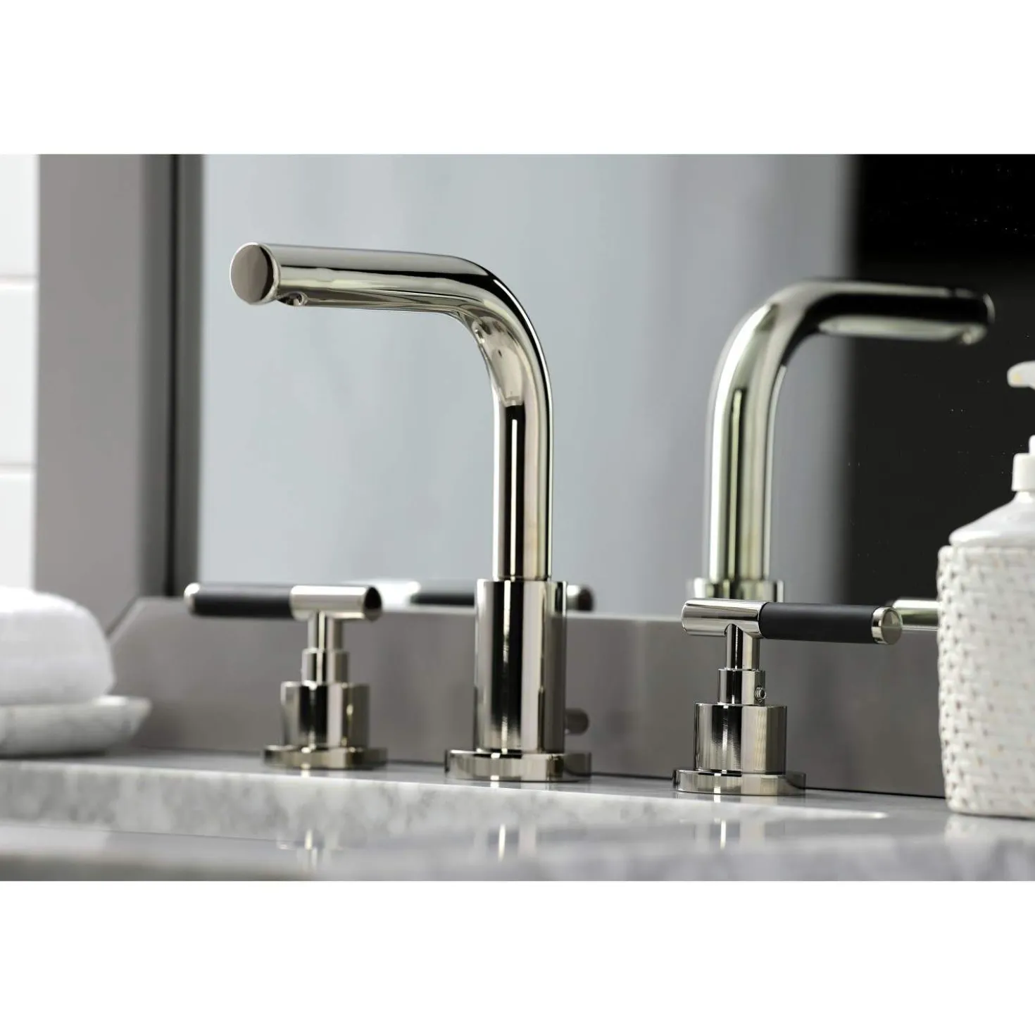 Kingston Brass Fauceture FSC895XCKL-P Kaiser Widespread Bathroom Faucet with Brass Pop-Up