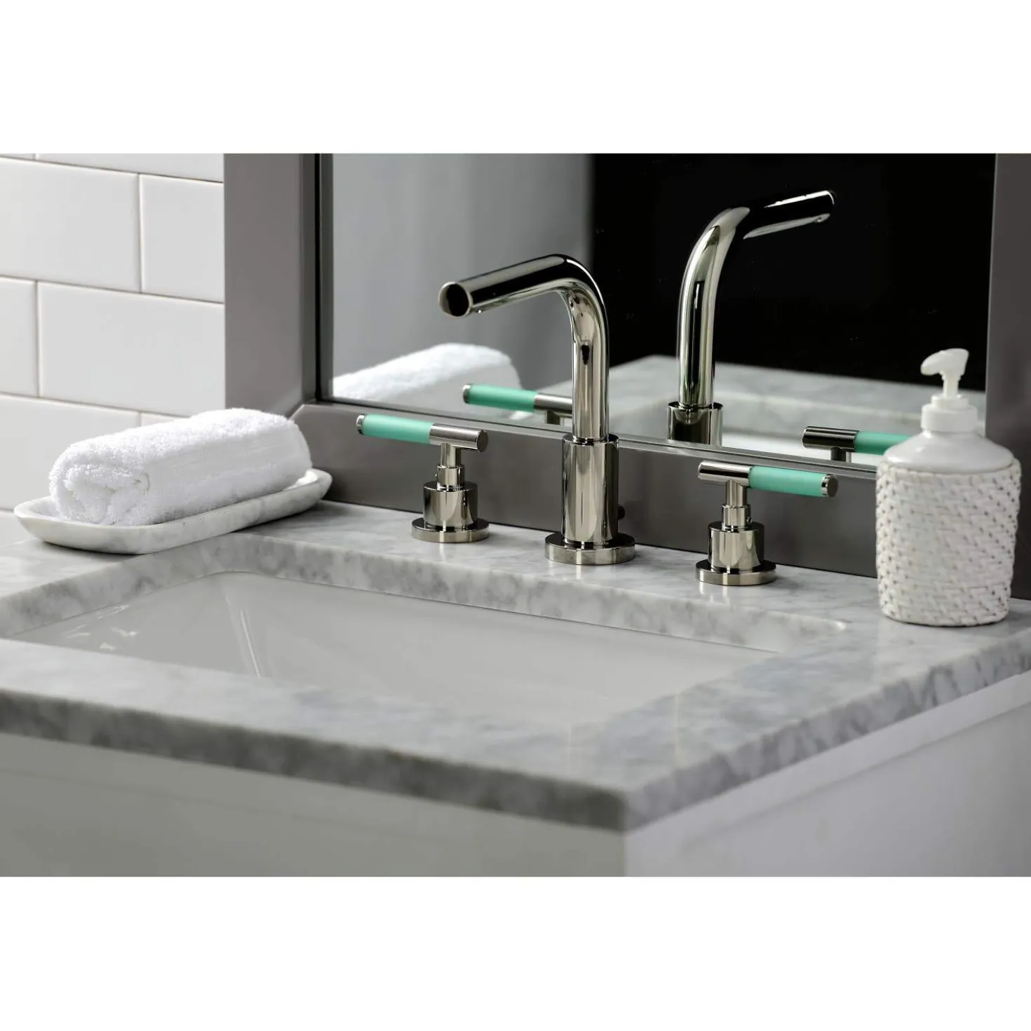 Kingston Brass Fauceture FSC895XCKL-P Kaiser Widespread Bathroom Faucet with Brass Pop-Up