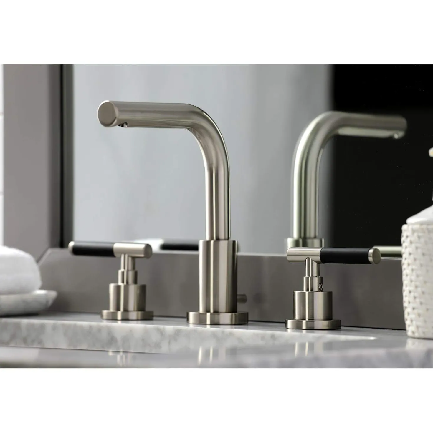 Kingston Brass Fauceture FSC895XCKL-P Kaiser Widespread Bathroom Faucet with Brass Pop-Up