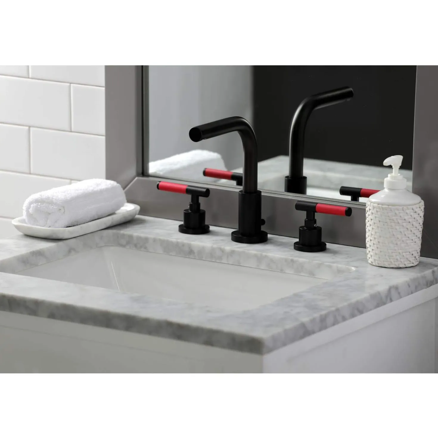 Kingston Brass Fauceture FSC895XCKL-P Kaiser Widespread Bathroom Faucet with Brass Pop-Up