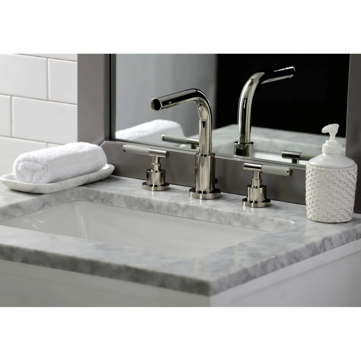 Kingston Brass Fauceture FSC895XCKL-P Kaiser Widespread Bathroom Faucet with Brass Pop-Up
