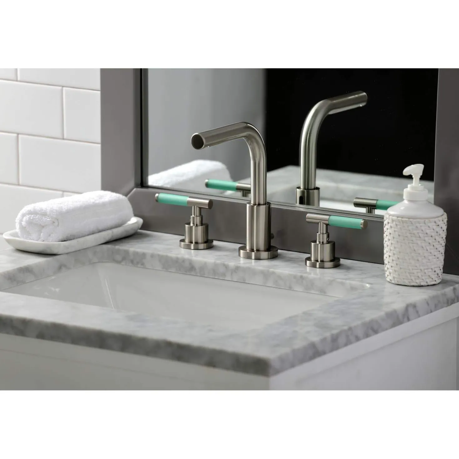 Kingston Brass Fauceture FSC895XCKL-P Kaiser Widespread Bathroom Faucet with Brass Pop-Up