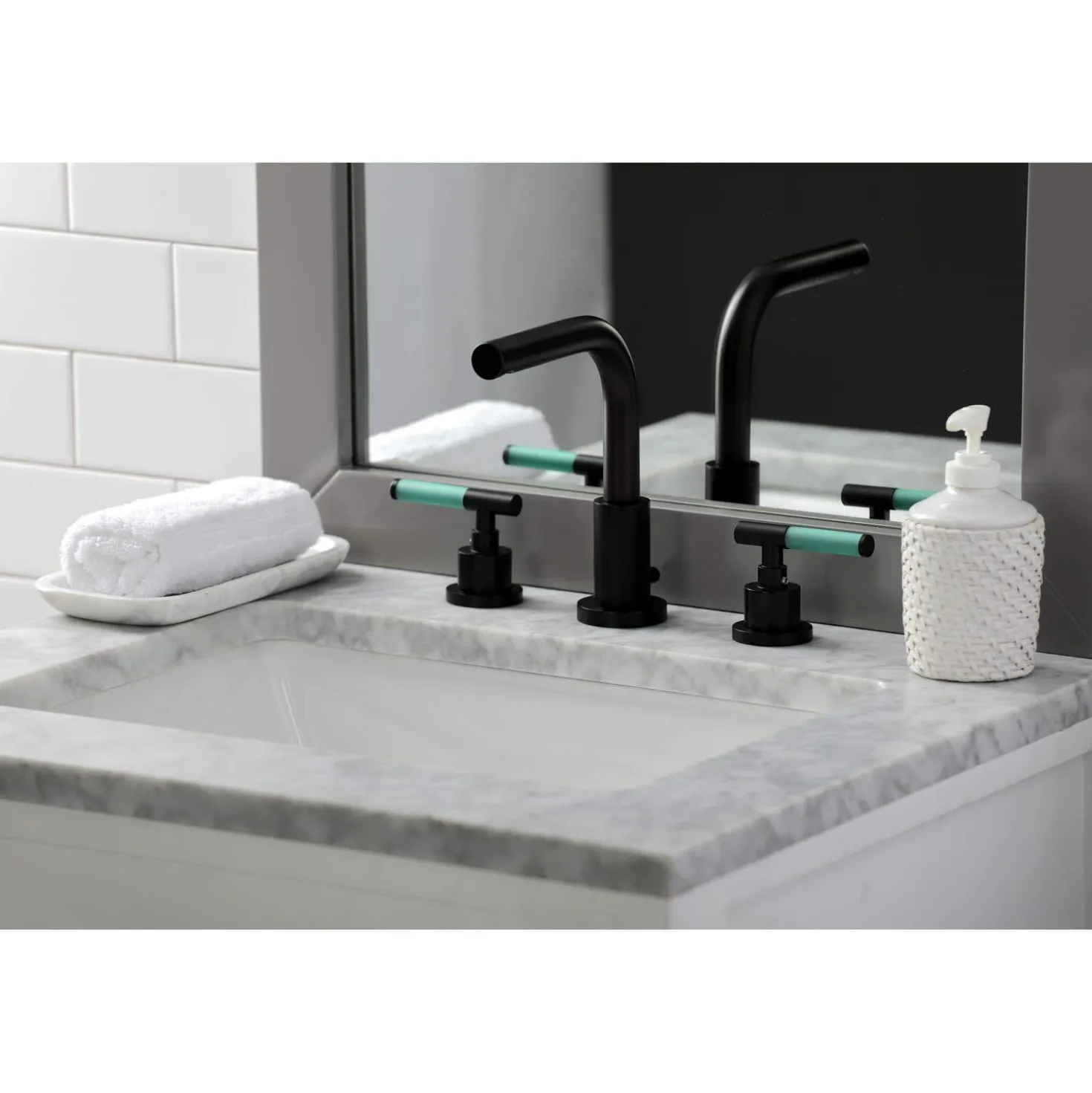 Kingston Brass Fauceture FSC895XCKL-P Kaiser Widespread Bathroom Faucet with Brass Pop-Up