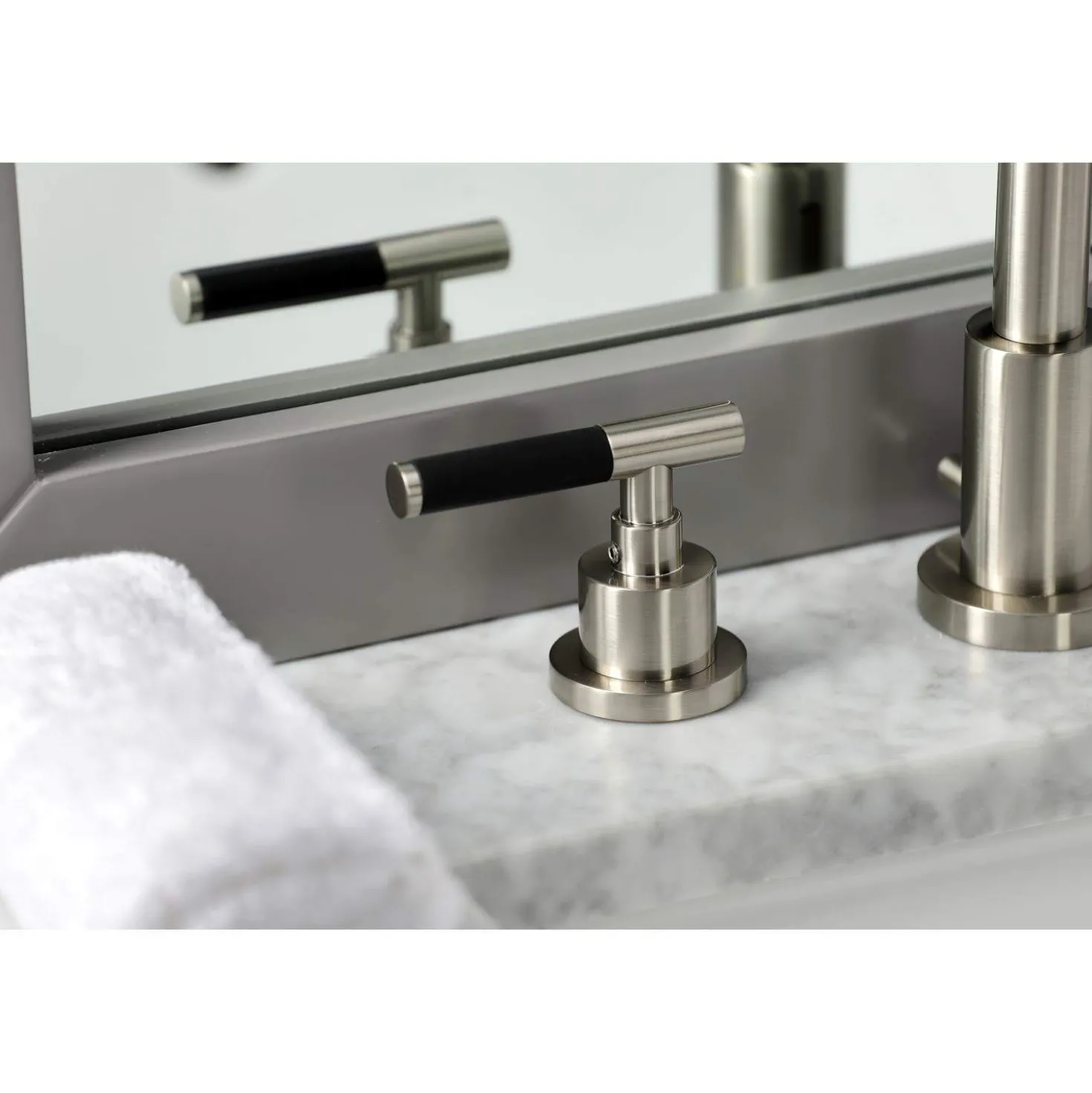 Kingston Brass Fauceture FSC895XCKL-P Kaiser Widespread Bathroom Faucet with Brass Pop-Up