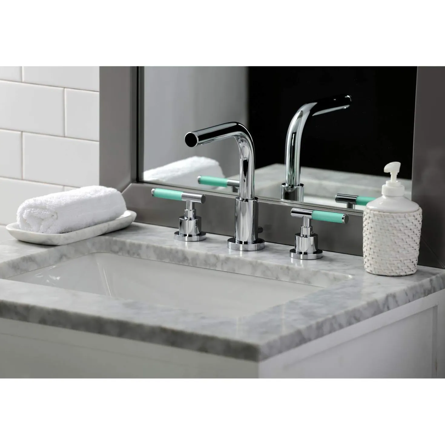 Kingston Brass Fauceture FSC895XCKL-P Kaiser Widespread Bathroom Faucet with Brass Pop-Up
