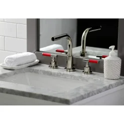 Kingston Brass Fauceture FSC895XCKL-P Kaiser Widespread Bathroom Faucet with Brass Pop-Up