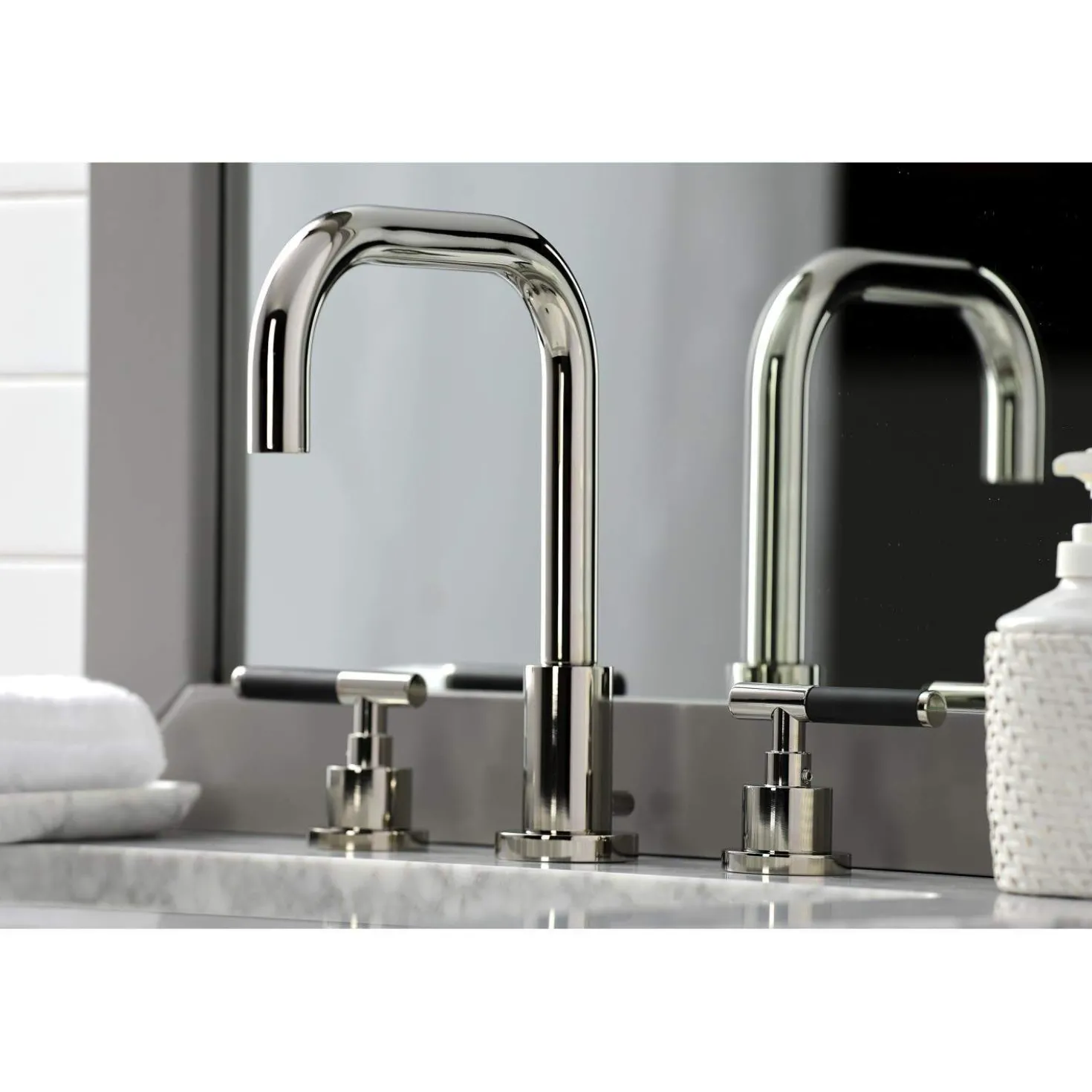 Kingston Brass Fauceture FSC893XCKL-P Kaiser Widespread Bathroom Faucet with Brass Pop-Up